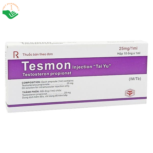 Thuốc Tesmon là thuốc được dùng trong điều trị thiểu năng sinh dục nam do thiếu testosterone (Hộp 10 ống x 1ml)