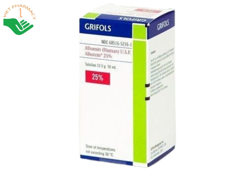 Thuốc tiêm Albutein 25% điều trị sốc do giảm thể tích máu (Hộp 1 chai 100ml)