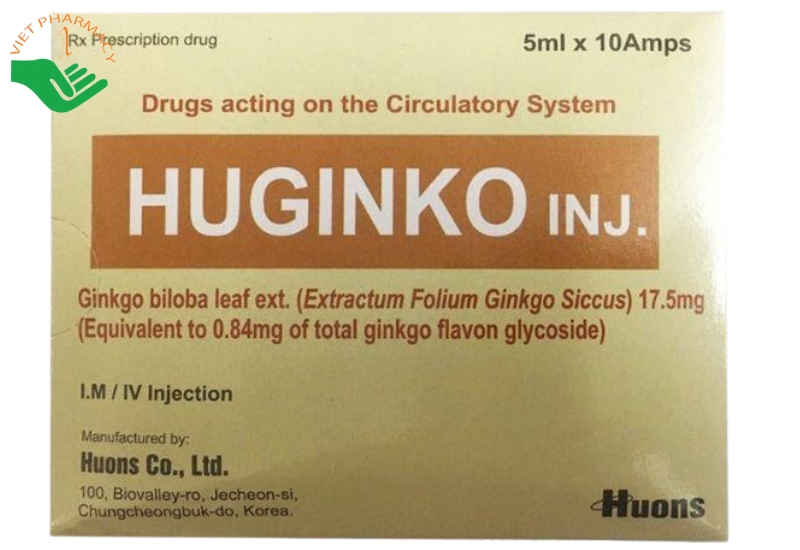 Thuốc tiêm Huginko Inj điều trị suy giảm trí nhớ (Hộp 10 ống 5ml)