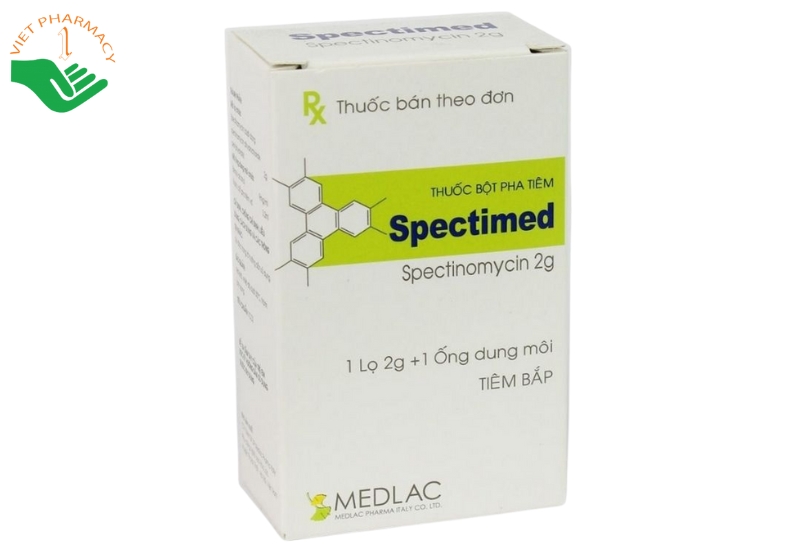 Thuốc tiêm Spectimed điều trị viêm niệu đạo cấp và trực tràng do lậu (Hộp 1 lọ 2g x 1 ống dung môi)