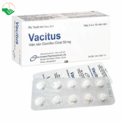 Thuốc Vacitus 50mg điều trị vô sinh, đặc biệt phù hợp với các bệnh nhân mắc hội chứng buồng trứng đa nang ( Hộp 3 vỉ x 10 viên)