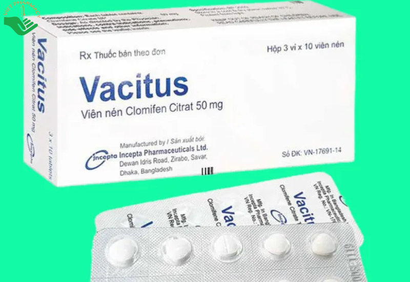 Thuốc Vacitus 50mg điều trị vô sinh, đặc biệt phù hợp với các bệnh nhân mắc hội chứng buồng trứng đa nang ( Hộp 3 vỉ x 10 viên)