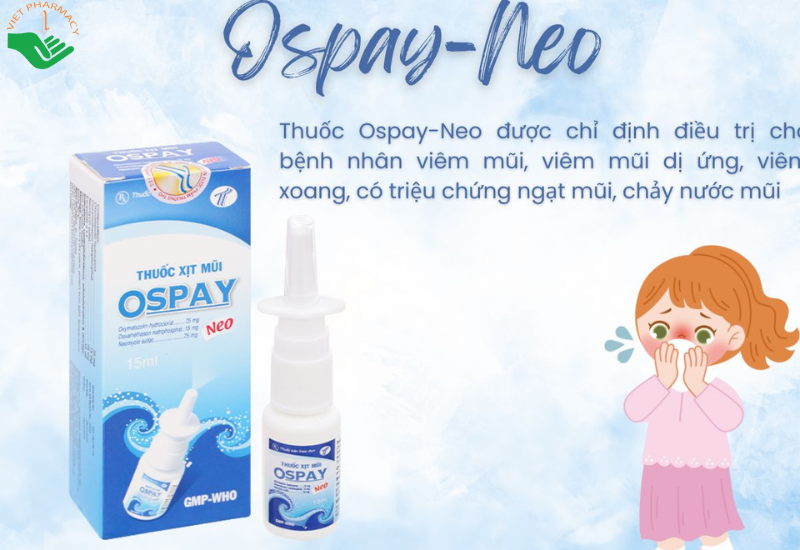 Thuốc xịt mũi Ospay Haipharco giảm tạm thời sung huyết mũi do cảm lạnh (15ml)