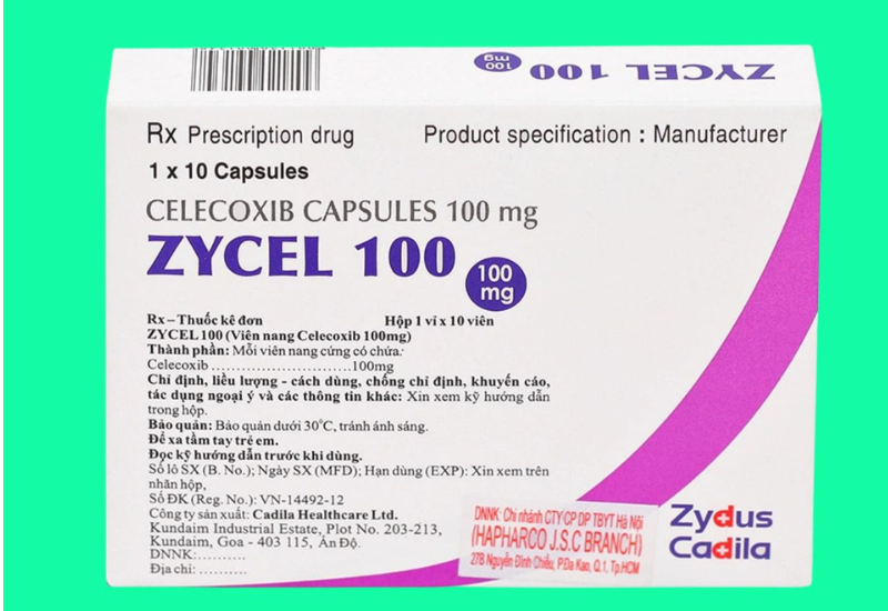 Thuốc ZYCEL 100MG Điều trị triệu chứng viêm xương khớp, viêm khớp dạng thấp (Hộp 10 vỉ x 10 viên)