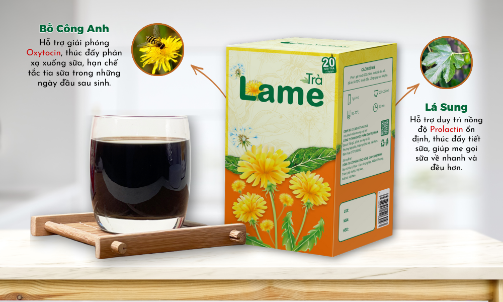Trà lợi sữa Lame với thành phần tự nhiên, an toàn, lành tính