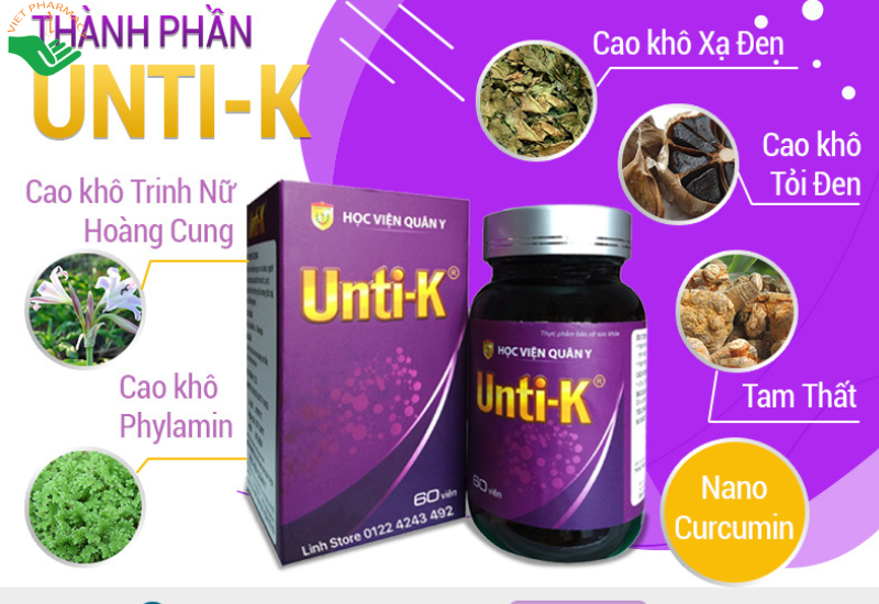 Unti - K Học Viện Quân Y giúp chống oxi hóa hạn chế gốc tự do (Hộp 1 lọ 60 viên)