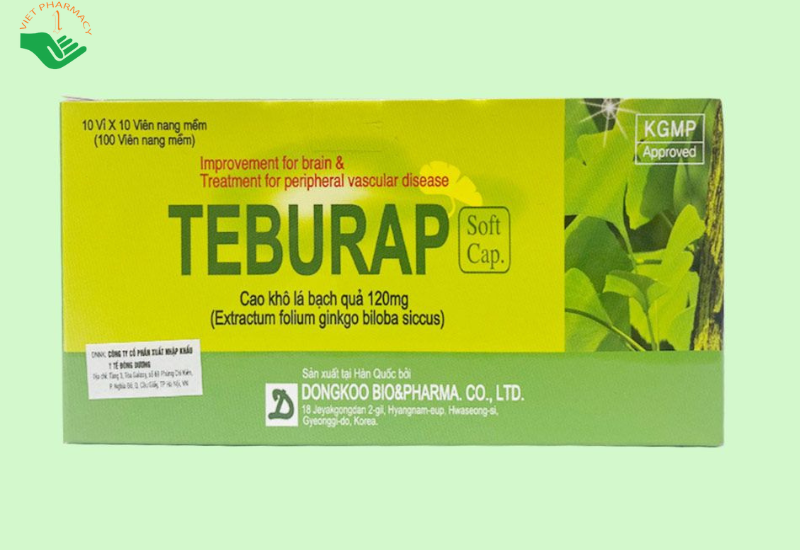 Viên nang mềm Teburap 120mg Dongkoo điều trị rối loạn tuần hoàn ngoại biên (10 vỉ x 10 viên)