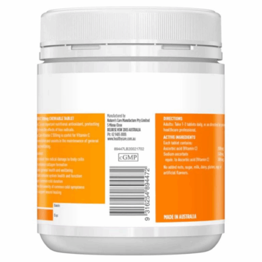 Viên nhai Vitamin C Healthy Care bổ sung vitamin C (hũ 500mg)