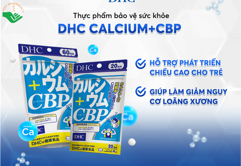 Viên uống bổ sung Canxi DHC Calcium + CBP (gói 80 viên)