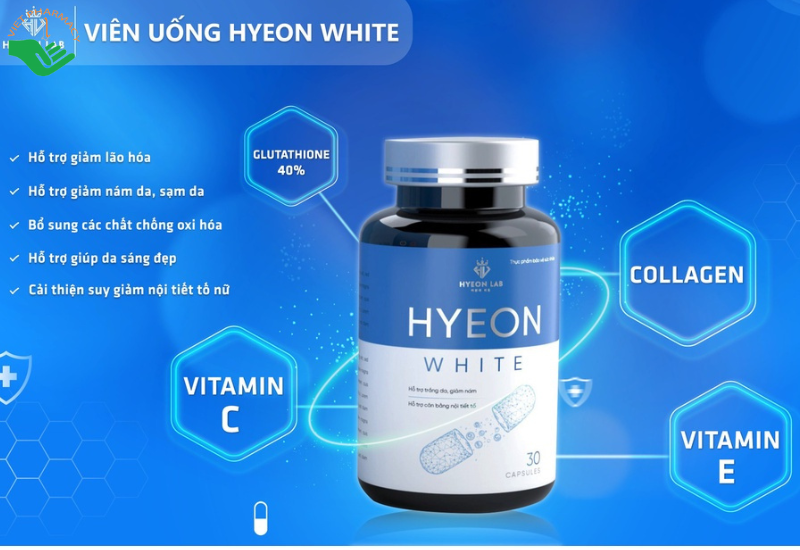 Viên Uống Hyeon White hỗ trợ giảm lão hóa da, giảm nám da, sạm da (Hộp 1 lọ x 30 viên)