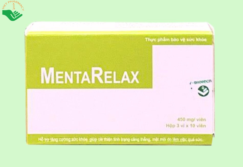 Viên uống MentaRelax 450mg hỗ trợ ổn định tâm lý, cải thiện giấc ngủ và sức khỏe thần kinh  (Hộp 3 vỉ x 10 viên)