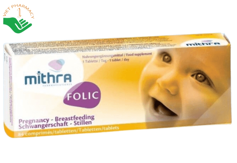 Viên uống Mithra Folic cung cấp Acid Folic cho mẹ bầu và người đang cho con bú (Hộp 3 vỉ x 28 viên)