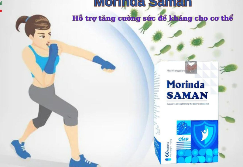 Viên uống Morinda Saman hỗ trợ tăng cường sức đề kháng cho cơ thể (Hộp 1 lọ x 60 viên)