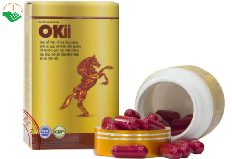 Viên uống OKii hỗ trợ giảm đau lưng, mỏi gối, bổ thận, cải thiện sinh lý nam (Hộp 60 viên)