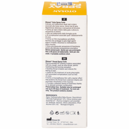 Dung dịch Xịt họng Otosan Throat Spray Forte chăm sóc và bảo vệ cổ họng (chai 30ml)