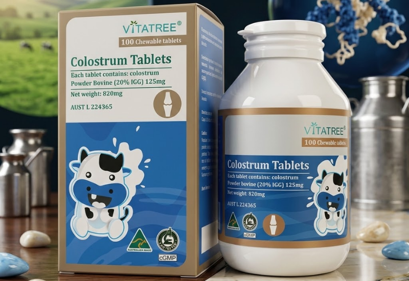 TPBVSK Bột sữa bò non Vitatree Colostrum Tablet Hỗ trợ nâng cao sức đề kháng (hũ 100 viên)