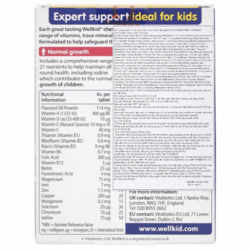 Viên Nhai Multivitamins Vitabiotics Wellkid Multi-Vitamin Smart Chewable