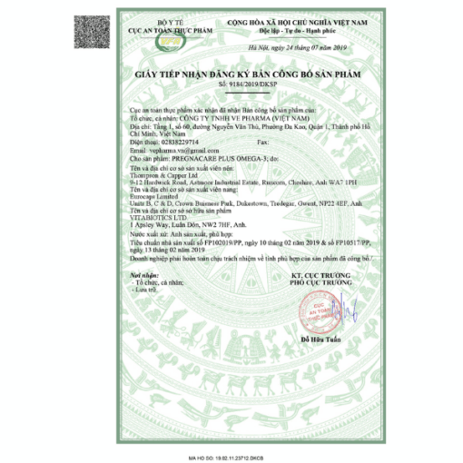 Viên Uống PREGNACARE PLUS OMEGA-3 Bổ sung vitamin và khoáng chất cho phụ nữ mang thai và cho con bú