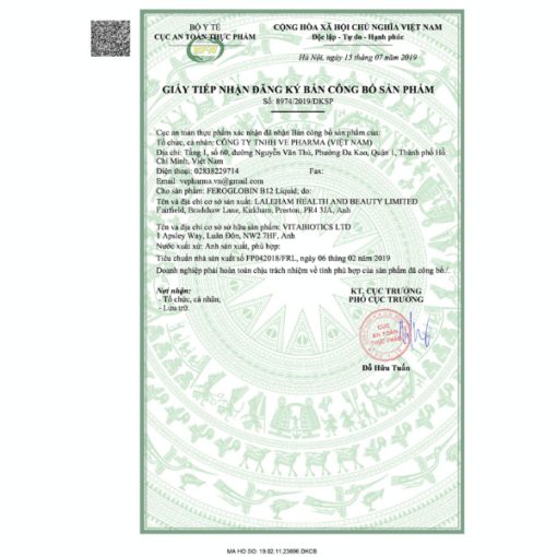Siro Vitabiotics Feroglobin B12 LIQUID bổ sung sắt, hỗ trợ khả năng tạo máu (lọ 200ml)