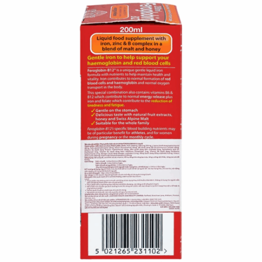 Siro Vitabiotics Feroglobin B12 LIQUID bổ sung sắt, hỗ trợ khả năng tạo máu (lọ 200ml)