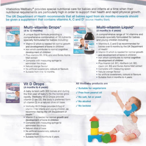 Siro Vitabiotics Wellbaby Multi-Vitamin Liquid bổ sung vitamin khoáng chất cho trẻ