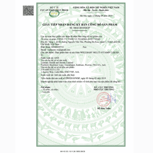 Siro Vitabiotics Wellbaby Multi-Vitamin Liquid bổ sung vitamin khoáng chất cho trẻ