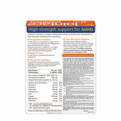 Viên Uống Vitabiotics Jointace bổ sung Glucosamin, Chondroitin, vitamin và khoáng chất