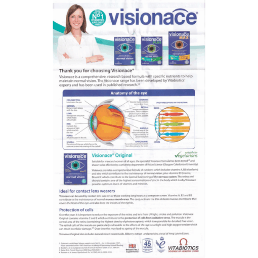 Visionace Original Vitabiotics hỗ trợ toàn diện cho sức khỏe đôi mắt
