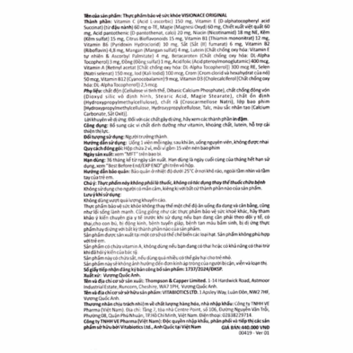 Visionace Original Vitabiotics hỗ trợ toàn diện cho sức khỏe đôi mắt