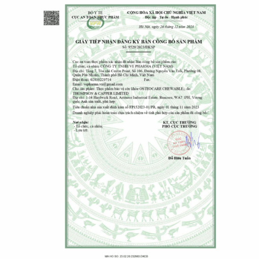 Viên Uống Vitabiotics Osteocare Chewable hỗ trợ duy trì xương chắc khoẻ (Hộp 30 viên)