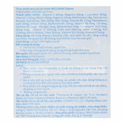 Viên Uống Vitabiotics Wellman Hỗ trợ tăng cường sức khỏe cho phái mạnh (hộp 30 viên)