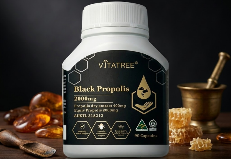 TPBVSK Kẹo ong Vitatree Black Propolis 2000mg hỗ trợ nâng cao sức đề kháng (hũ 90 viên)