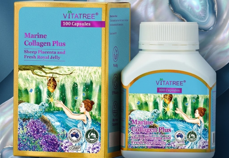 TPBVSK Vitatree Marine Collagen Plus Collagen, Nhau thai cừu và Sữa ong chúa (hũ 100 viên)