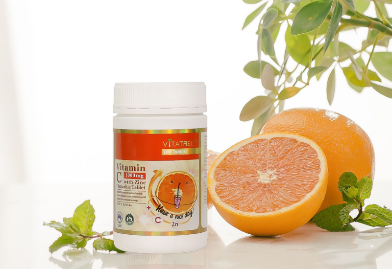 TPBVSK Vitatree Vitamin C with ZinC Chewable Tablet hỗ trợ bổ sung vitamin C và kẽm (lọ 100 viên)