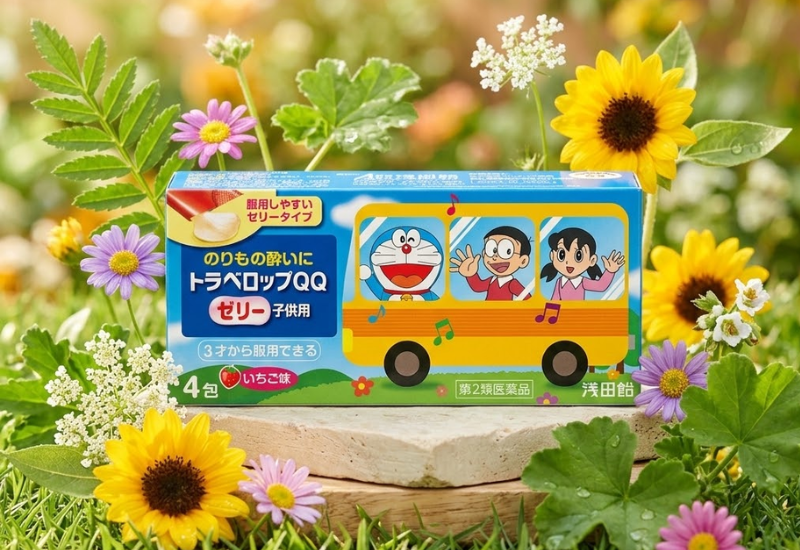 Thạch chống xay xe cho bé trên 3 tuổi Travelop Nhật (Hộp 4 gói)