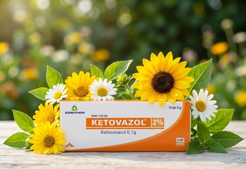 Thuốc Ketovazol 2% hỗ trợ điều trị nhiễm nấm ngoài da (Tuýp 5g)