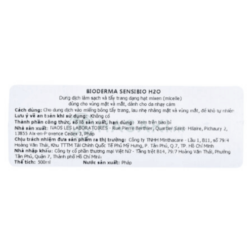 Nước tẩy trang Bioderma Sensibio H2O Loại bỏ hiệu quả bụi bẩn (chai 250ml)