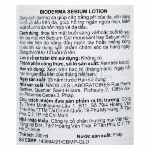 Nước cân bằng da Sébium Lotion Bioderma (chai 200ml)