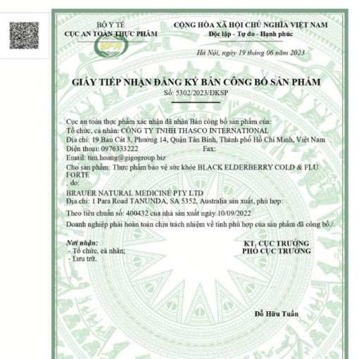 Siro Black ElderBerry Cold And Flu Forte hỗ trợ giảm các triệu chứng ho sổ mũi do cảm (chai 100ml)