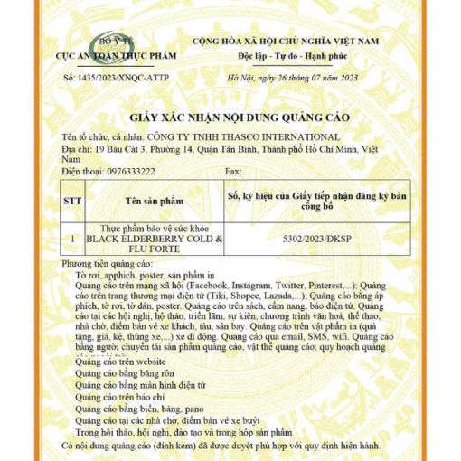 Siro Black ElderBerry Cold And Flu Forte hỗ trợ giảm các triệu chứng ho sổ mũi do cảm (chai 100ml)