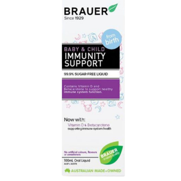 Siro Brauer Baby and Child Immunity Support hỗ trợ tăng cường hệ miễn dịch (chai 100ml)