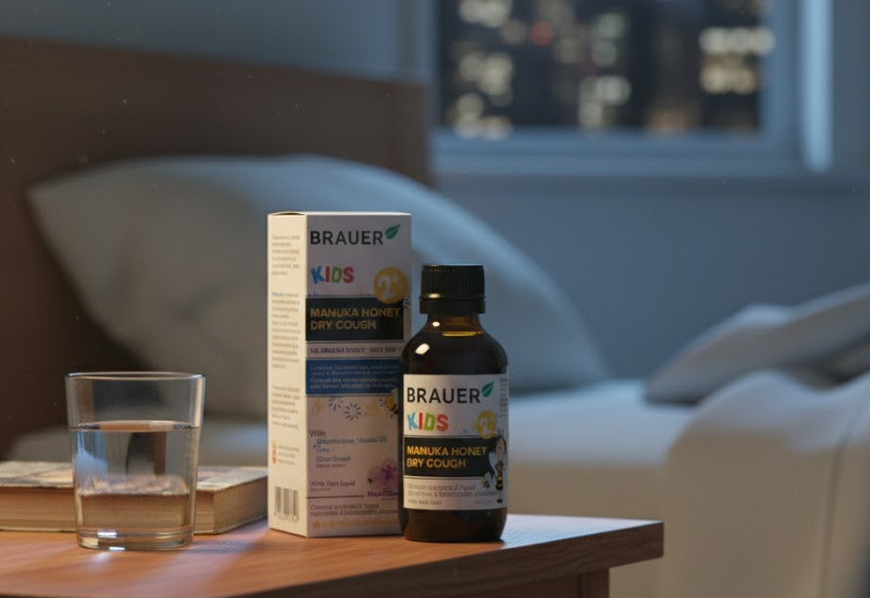 Siro Brauer Manuka Honey Dry Cough giảm ho dạng lỏng cho trẻ em (chai 100ml)