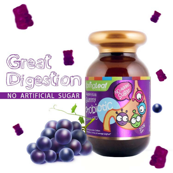 Viên Kẹo Aussie Kids Gummy Probiotic SpringLeaf Bổ sung 2 tỷ CFU lợi khuẩn (Hũ 80 viên)