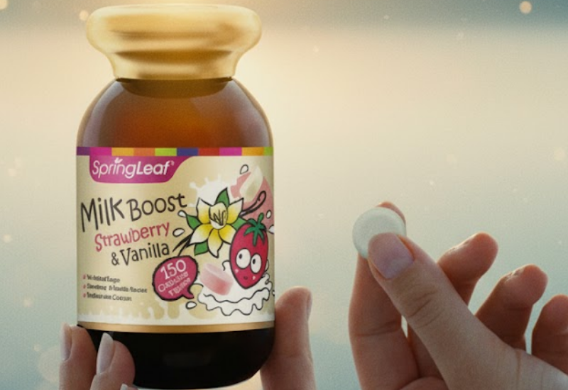 Viên Kẹo Sữa Milk Boost Strawberry & Vanilla SpringLeaf (Hộp 150 viên)