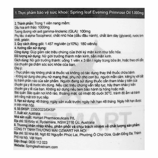 Viên Uống Tinh Dầu Hoa Anh Thảo 1000mg (180 viên) – SpringLeaf