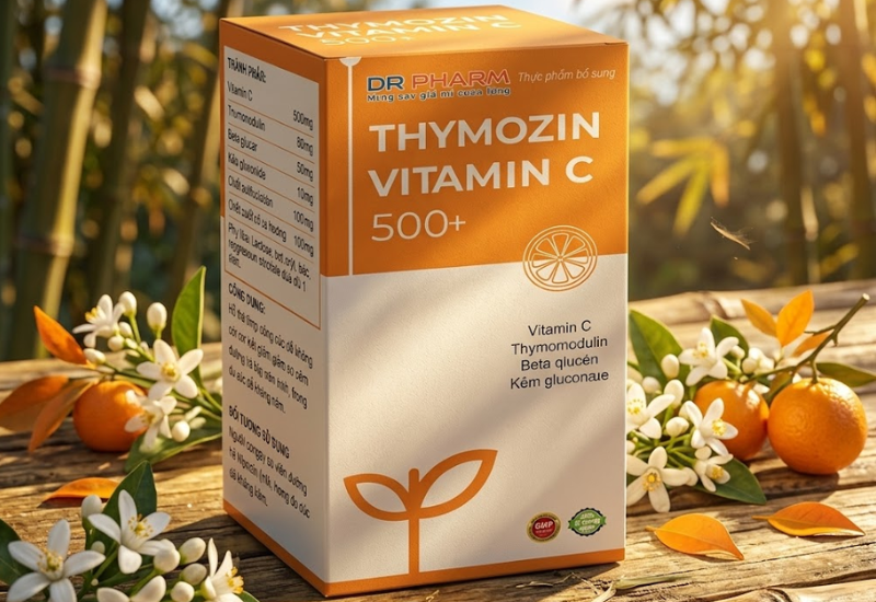 Viên uống Thymozin Vitamin C 500+ Dr Pharma hỗ trợ hô hấp (Hộp 30 viên)
