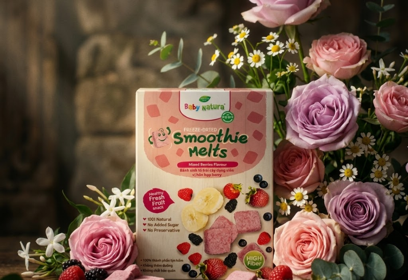 Bánh sinh tố dạng viên việt quất và mâm xôi Mega We Care (Gói 20g)