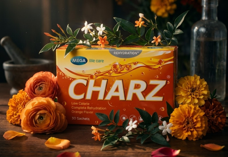 Bột sủi thanh nhiệt Charz Orange Mega We Care (Hộp 20 gói)