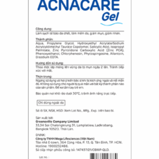 Gel xử lý mụn và vết thâm Acnacare Gel MEGA We care (Tuýp 10g)