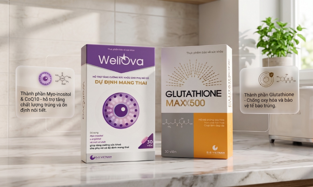 Bổ sung các hoạt chất như Myo-inositol, CoQ10, Glutathione hỗ trợ nâng cao chất lượng trứng, tăng khả năng thụ thai tự nhiên
